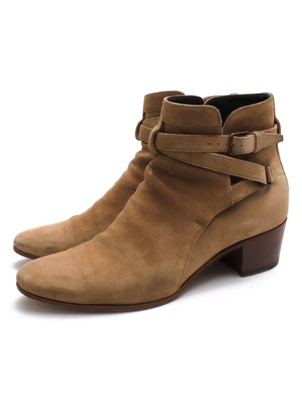 Saint Laurent Jopper Boots Shoes Suede Leather Beige Blake 40 Jodhpur Short Sole